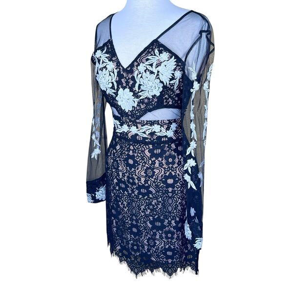 Sugar + Lips Black Sheer Lace Dress with Sheer Cut-Outs & Embroidery XS NWT - Picture 16 of 16